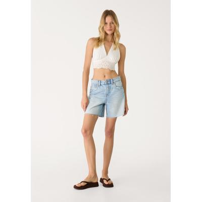Stradivarius D93 Longline denim shorts with stars Light blue 4