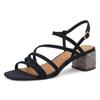 Sandalette TAMARIS, Damen, Gr. 37, blau (navy), Ziegenveloursleder, modisch, Schuhe, Blockabsatz, Abendschuh, Sommerschuh mit verstellbarer Schnalle