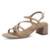 Sandalette TAMARIS, Damen, Gr. 35, braun (hellbraun), Ziegenveloursleder, modisch, Schuhe, Blockabsatz, Abendschuh, Sommerschuh mit verstellbarer Schnalle