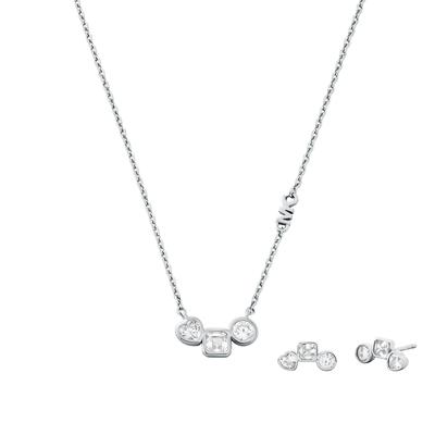 Ohrring und Ketten Set MICHAEL KORS "Mulitpack Schmuck Silber 925 PREMIUM", silber (silberfarben, kristallweiß, kristallweiß), Schmuck-Sets, Damen, Silber 925 (Sterlingsilber), mit Zirkonia (synth.) Image