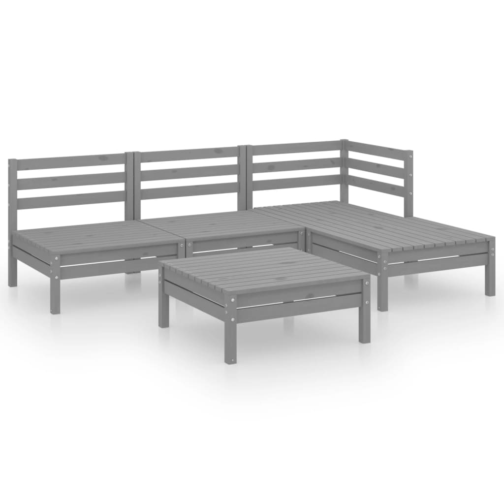 vidaXL 5-tlg. Garten-Lounge-Set Massivholz Kiefer Grau Image