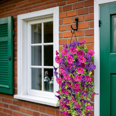 TEMU 1pc-resistant Simulated Vine - Plastic Hanging Flowers In Multiple Colors, Suitable For Outdoor Gardens, , Weddings, Easter, 's Day, Day Decorations (no Containers Required), Wedding Decorations Image