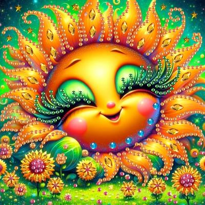 TEMU Diy 5d Happy Sunflower Diamond Painting Kit 7.87*7.87in - Crafts, With Special Shape Of Crystals And Rhinestones, Unframed Home Wall Decoration, Perfectly Suitable For Beauty And Charm, Perfect Image