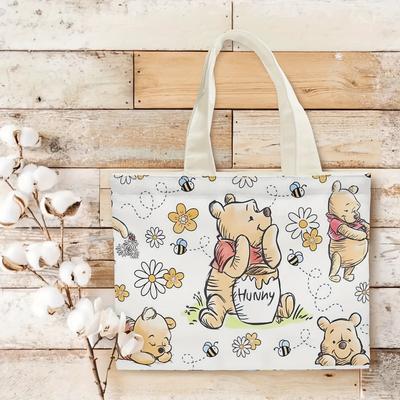 TEMU Winnie The Large Canvas Tote Bag – Washable, Foldable & Lightweight, Reusable Shopping Bag With Vibrant Cartoon Design, Daily Commuting, Travel & Beach, Gift, 0320 Image