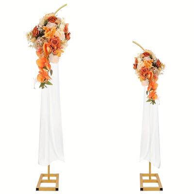 TEMU Metal Wedding Arch Stand, Set Of 2 Curved Arch Backdrop Stands 7.9ft And 6.7ft Wedding Arch For Ceremony Birthday Anniversary Flower Stand Backdrop Decoration Image