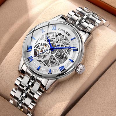 TEMU Men' Mechanical Watch - Hollow-out Roman Dial, Stainless & Bracelet, No Battery Needed, Luxury Gift For Christmas/graduation/holidays, Formal , Sophisticated Style, Polished Finish Image