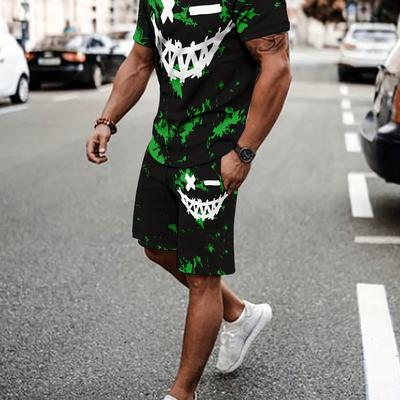 TEMU Suit Breathable Outdoor Casual Men's T-shirt And Shorts Set Summer 3d Print Suit Adult Male Image