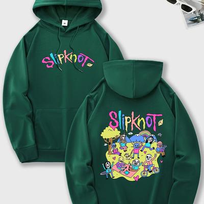 TEMU Men's New Hooded Sweatshirt With High-end Patterned Letter Prints, Featuring Elegant And Stylish Prints On The Front And Back, A Casual Drawstring Design, And A Kangaroo Pocket. Image