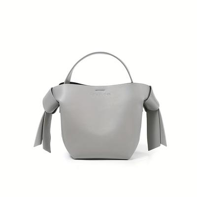TEMU Genuine Leather Minimalist Shoulder Bag With Adjustable Strap And Bow Detail, Polyester Lined, Closure - Chic Versatile Handbag For Women, Secure Travel Purse | | Detachable Strap Ba Image