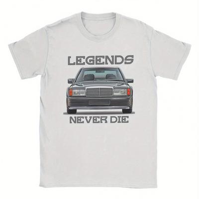 TEMU Hipster Vintage Car W201 T-shirts Men Women Pure 190e Cars Tee Shirt Birthday Gift Clothing Image