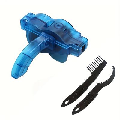 TEMU 3pcs Combination Portable Bike Chain Cleaner, Easy To Bike Chain, Blue Abs Material, Mountain Bike Accessories Image