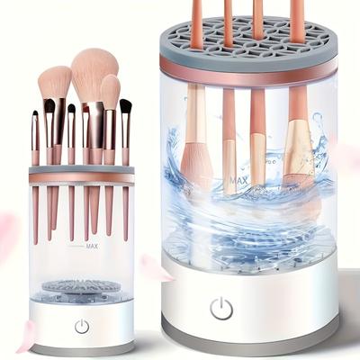 TEMU Electric Makeup Brush Cleaner And Drying Rack - Usb-powered, Ideal For Cosmetic Brushes, Gift For Women, Christmas Or Halloween Gift, Makeup Brush Cleaner Image