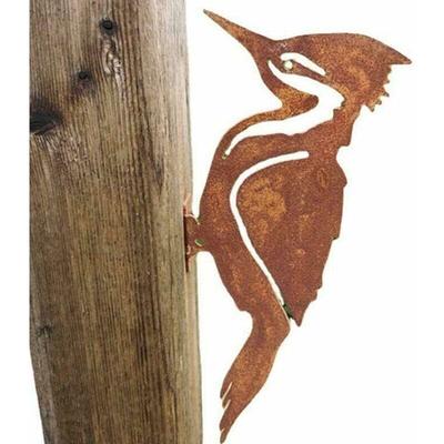 Rostige Gartenstecker aus Metall mit Vogel-Silhouette – elegantes Design für Garten, Hof, Image