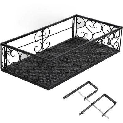 Balkon-Blumenregal, hängender Blumentopf-Aufhänger, hängender schmiedeeiserner Zaun, Image