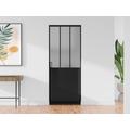 Porta scorrevole atelier con sistema a incasso H205 x L83 cm Nero e Vetro temperato smerigliato - ARTISTO II