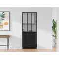 Porta scorrevole atelier con sistema a incasso H205 x L93 cm Nero e Vetro temperato - ARTISTO II