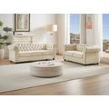 Divano 3 posti e 2 posti in Velluto Beige - CHESTERFIELD