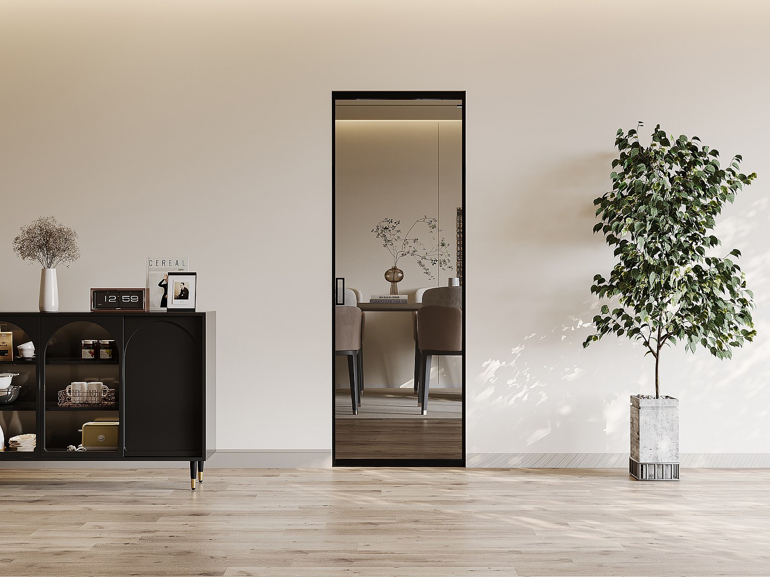 Porta scorrevole con sistema a incasso H205 x L63 cm Alluminio e Vetro temperato fumé - LINCI II