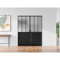 Porta scorrevole doppia atelier con sistema a incasso 2xH205xL83cm Nero e Vetro temperato smerig. - ARTISTO II