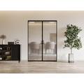 Porta scorrevole doppia con sistema a incasso 2xH205xL63 cm Alluminio e Vetro temperato smerigliato - LINCI II