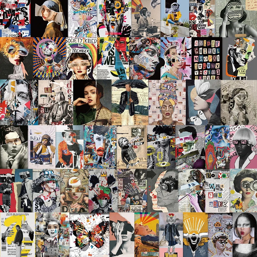 50PCS Modern Art Magazine Cover Graffiti Stickers Phone Case/Skateboard/Guitar/Party/Stationery/Diary Waterproof Decorative