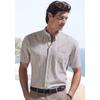 Kurzarmhemd H.I.S, Herren, Gr. M (39/40), N-Gr, beige, Web, Obermaterial: 100% Baumwolle, unifarben, casual, regular fit, Rundhals, Kurzarm abgesteppte Kante, Hemden, Regular Fit, Stehkragenhemd mit Brusttasche, reine Baumwolle