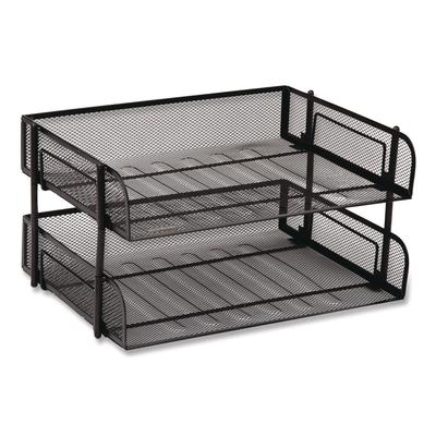 Mind Reader Stackable Paper Desk Tray Organizer, Letter Size, 10 x 13.5 x 2.5, Black, 2/Pack (EMSESTACK2BLK) Pack of 2 Desktop Sorters