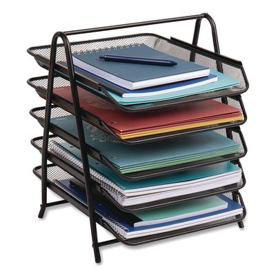 Mind Reader Metal Mesh Desk Tray Organizer, 5-Tier, Letter Size, 14 x 11.75 x 14.5, Black (EMS5TPAPERBLK) Each Desktop Sorters