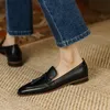 2023 frühjahr Echtem Leder Frauen Schuhe Casual Slip-On Loafers Komfortable Einfache Schuhe Karree