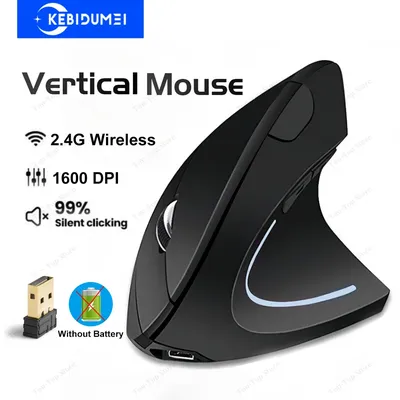 Vertikale Maus, ergonomische Maus, 2,4 G, kabellose Maus, stille Mäuse, 6 Tasten, Büromaus, 800/1200/1600 DPI, für PC, Laptop, Desktop Vertical Mouse Ergonomic Mouse 2.4G Wireless Mouse Silent Mice 6