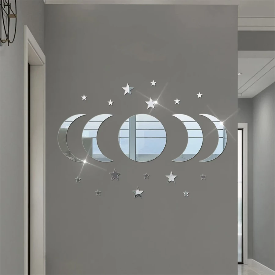20 Stück Acryl Stern & Mond Wandaufkleber Linsen für Wohnzimmer Schlafzimmer Dekor Kreative Nachthimmel Thema Wandtattoos