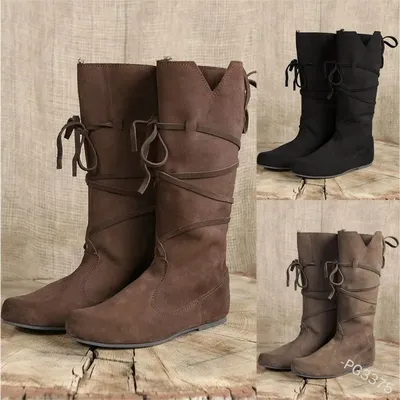 Mittelalterliche Wikinger Vintage Herren- und Damenritterstiefel Cosplay Schuhe Pu-Leder Krieger Rollenspiel Karneval Party Anime Schuhe Neu Image