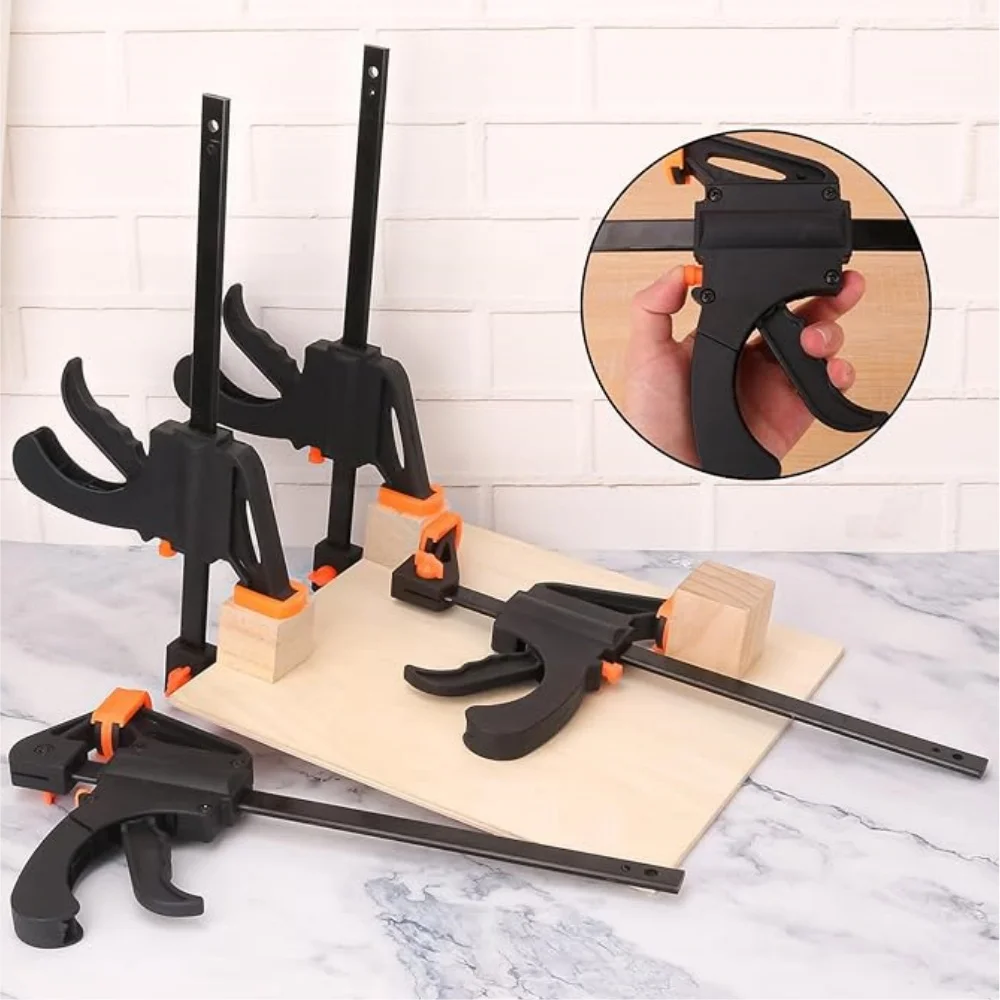 4-Zoll-Stabklemmen für die Holzbearbeitung, Orange E-Z Hold Holzbearbeitungs-Stabklemmen-Set, einhändige schnelle F-Klemmen, F-Klemmen-Set-Werkzeug Image