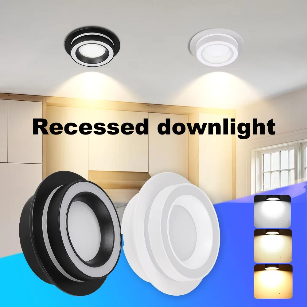 Einbau GX53 Led Downlight Runde Led-Panel Licht Tricolor Unten Lampe Strahler Licht LED Decke Spot Innen Beleuchtung badezimmer