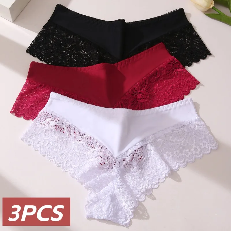 3-teilige Damen-Boxershorts, sexy Spitze, nahtlos, weibliche Unterwäsche, Perspektive, Höschen für Frauen, Boyshorts, modische Boxershorts, Dessous Image