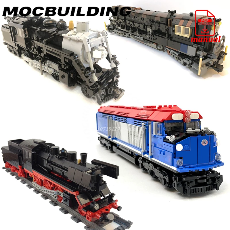 Maßstab 1:48 Dampflokomotive motorisierte Zugsteine Motor mit Power-Funktion Modell MOC Bausteine Eisenbahn Spielzeug Geschenk Image