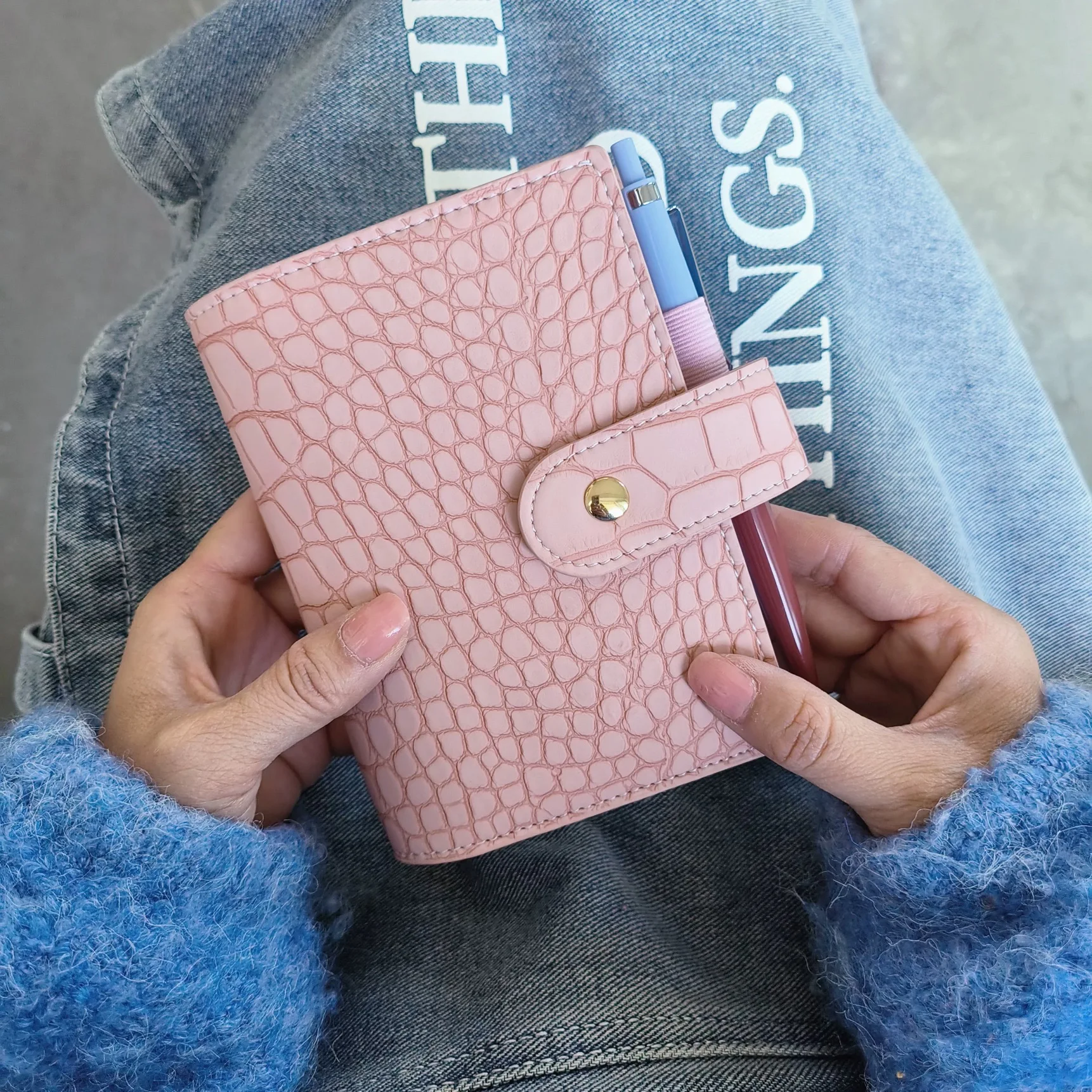 A7 A6 Krokodilfarbe 6-Ringbuch PU-Leder Clip-on-Notizbuch Leder Loseblatt-Notizbuchhülle Notizbücher Journal Briefpapier Image