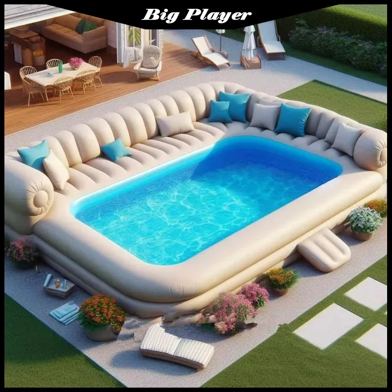 Maßgeschneidertes aufblasbares Schwimmbad-Kombinationssofa-Pool-Design für Freizeit- und Outdoor-Entspannung Image