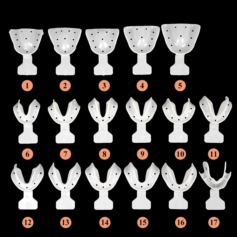 17 Stück Dental Abdrucklöffel Zahnlosbacken Abdrucklöffel Autoklavierbarer Zahnhalter Image