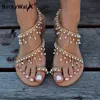 2025 neue Sommer Frauen Sandalen Frauen Hausschuhe Strand Flip-Flops Schuhe Frau Mode Perle Gladiator Sandalen Damen Schuhe WSH 3324