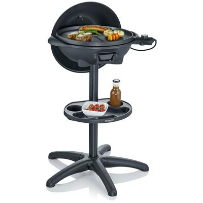 Standgrill SEVERIN "PG 8541", schwarz, B:44cm H:96cm T:52cm, Kontaktgrill_Standgrill_Tischgrill_Teppanyakigrill, Elektrogrill mit Haube Image