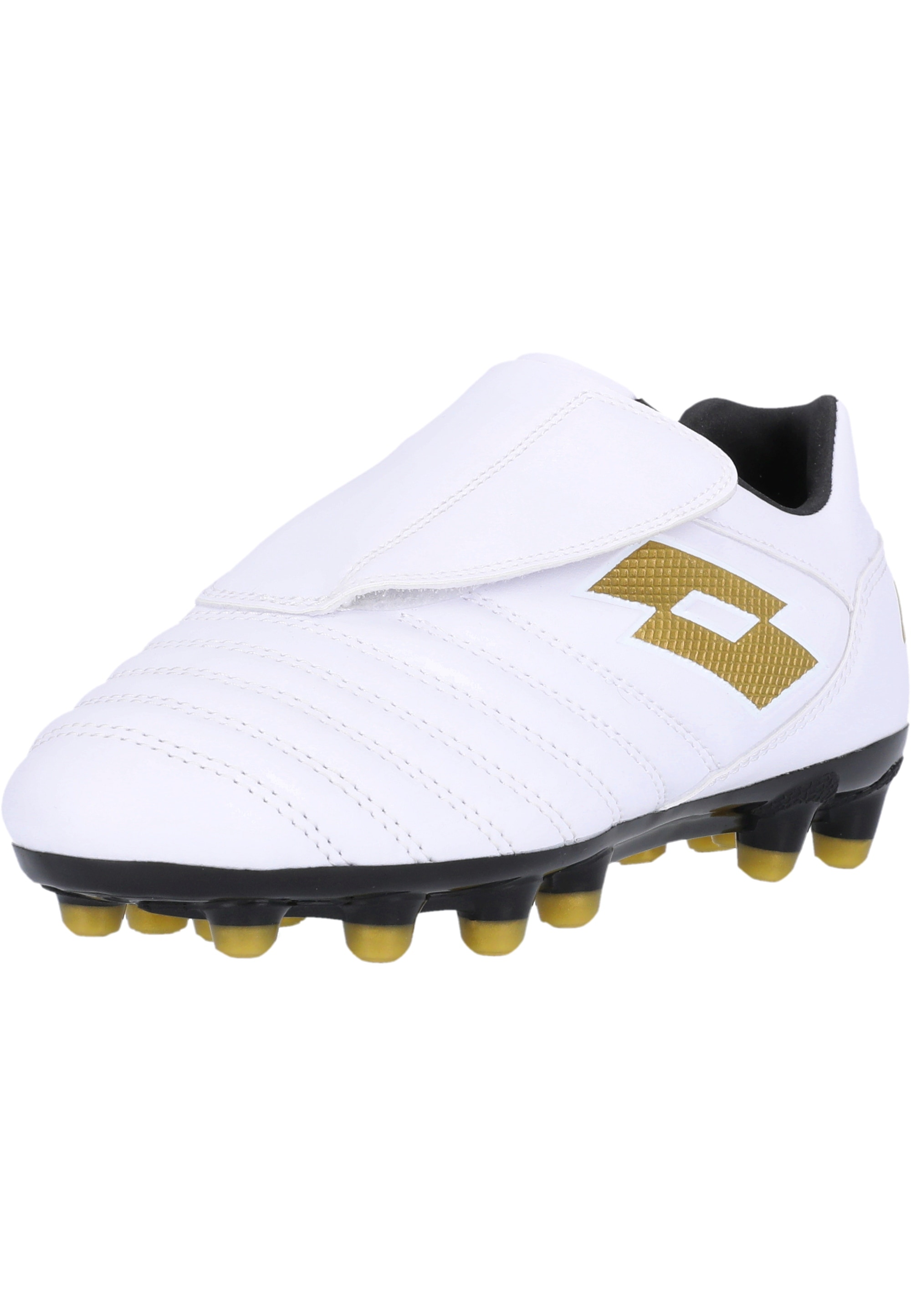 Fußballschuh LOTTO "MILANO 700 AGM JR S", Herren, Gr. 33, gold (weiß, goldfarben), Lederimitat, Schuhe Fußballschuh, im ausgeklügelten Design ideal für Kunstrasen