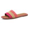 Pantolette TAMARIS, Damen, Gr. 37, rot (fuchsia, beige), Bast, modisch, Schuhe, Blockabsatz, Sommerschuh, Strandschuh, zweifarbige Bast-Umrandung
