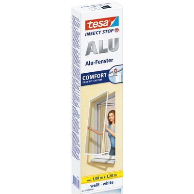 Insektenschutz-Fensterrahmen TESA "Insect Stop ALU Comfort Fliegengitter für Fenster - 1,0 x 1,2 m", schwarz (rahmen: weiß gewebe: schwarz), B:100cm H:120cm, Insektenschutzgitter, Insektenschutz für Fenster - Aluminiumrahmen Image