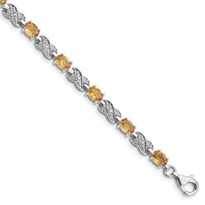 Curata 925 Sterling Silver Polished Fancy Lobster Closure Citrine Bracelet