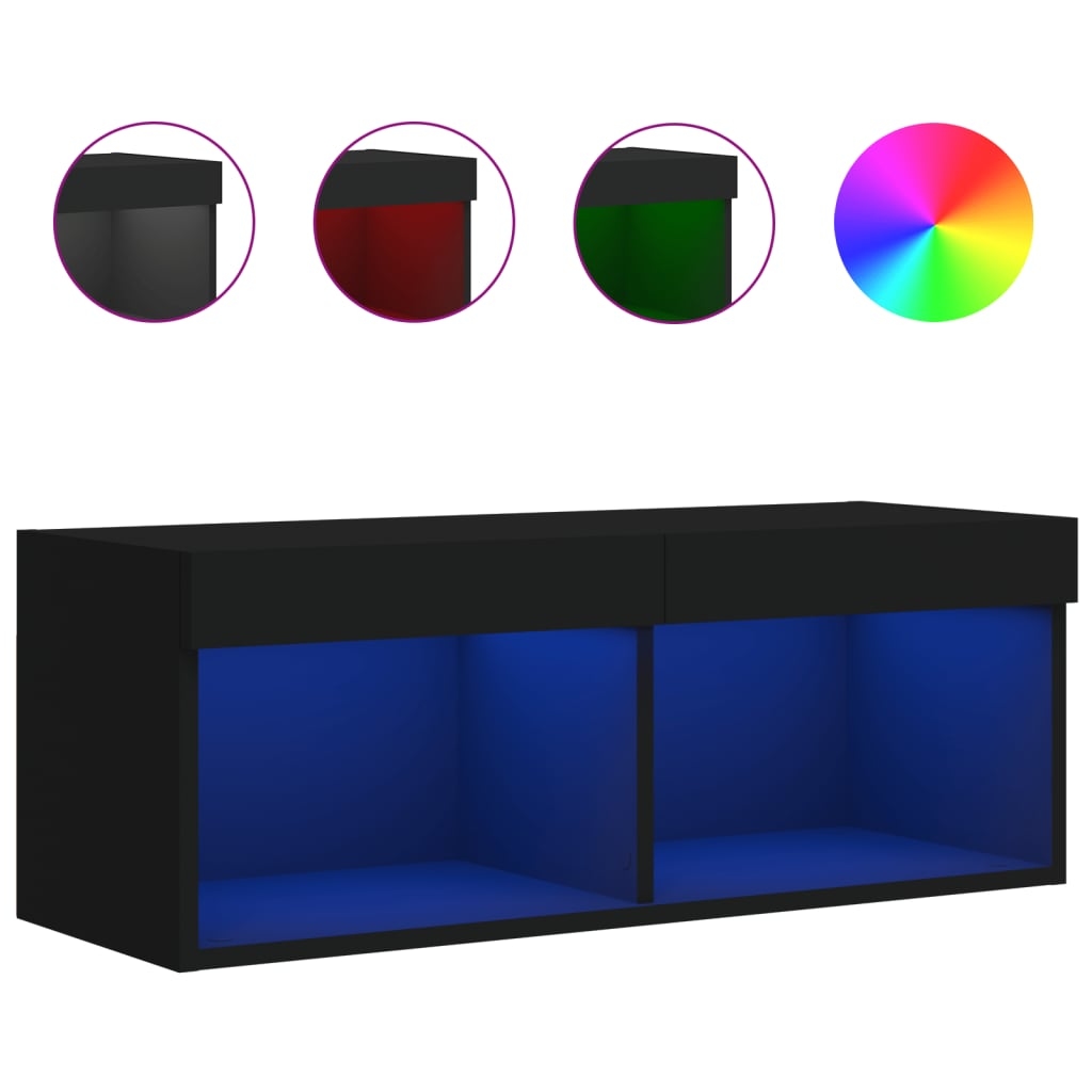 vidaXL TV-Schrank mit LED-Leuchten Schwarz 80x30x30 cm Image
