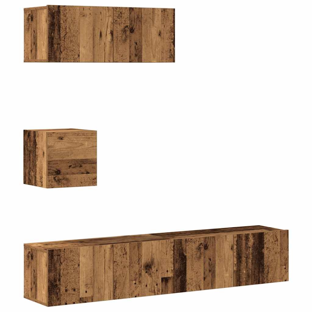 vidaXL 4-tlg. TV-Schrank-Set Wandmontage Altholz-Optik Holzwerkstoff Image