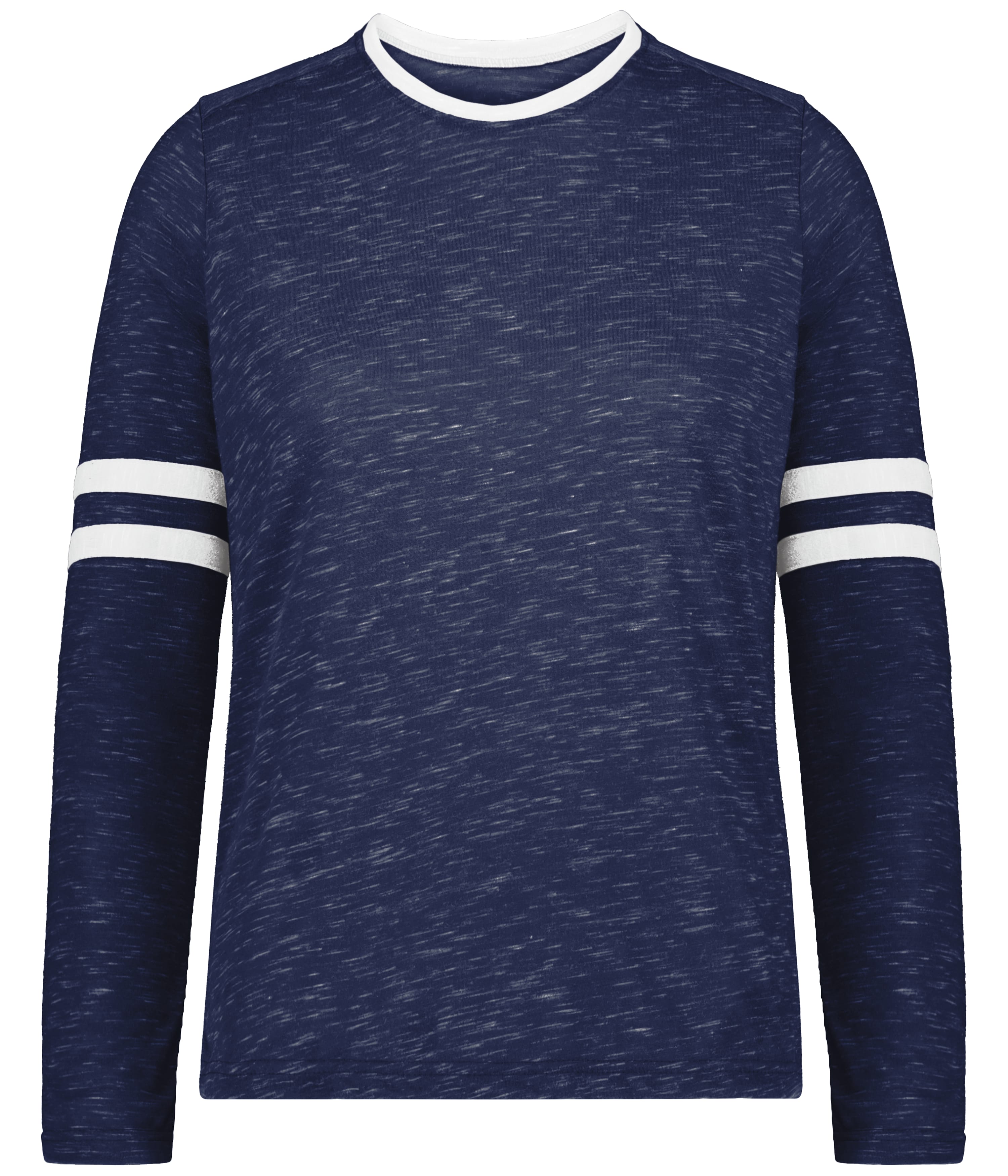 Holloway 223346 Girls Monterey Long Sleeve Top in Navy Blue Heather/White size Large | Polyester Blend