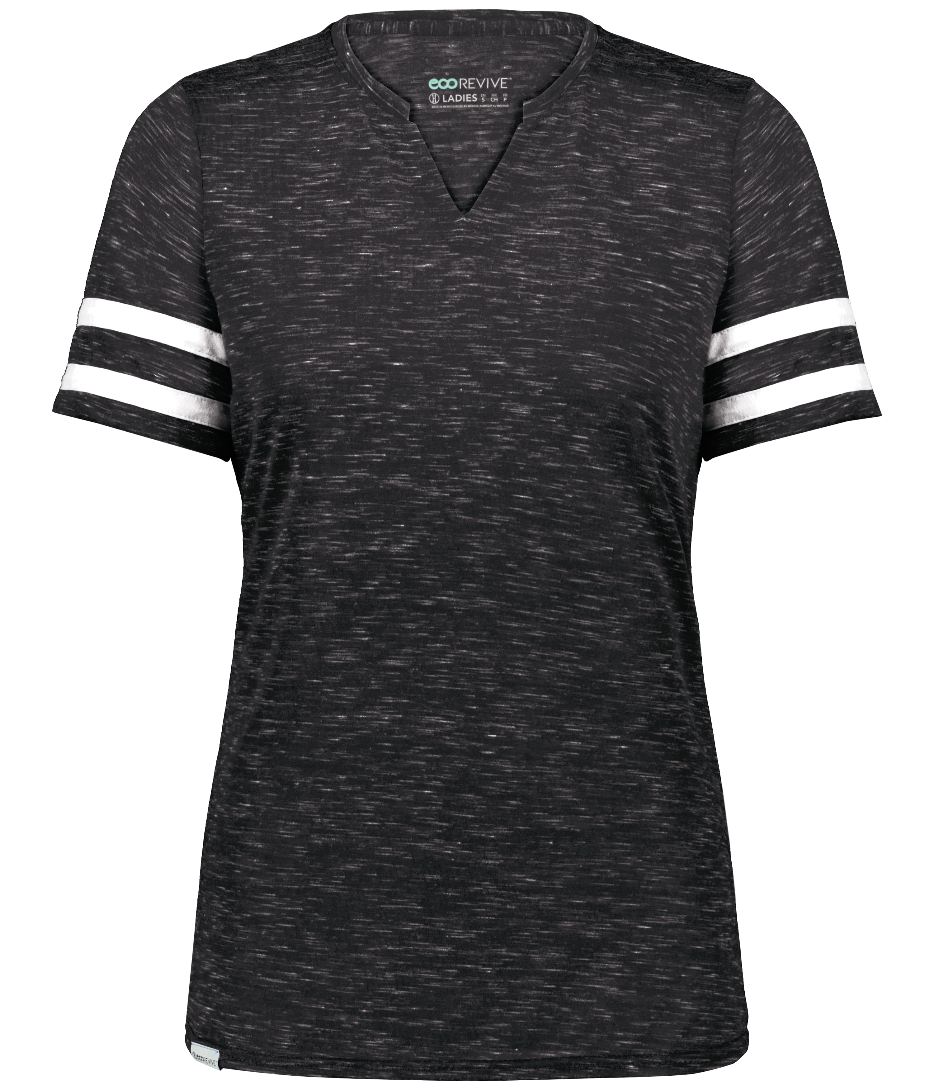 Holloway 223345 Girls Monterey Top in Black Heather/White size Medium | Polyester Blend