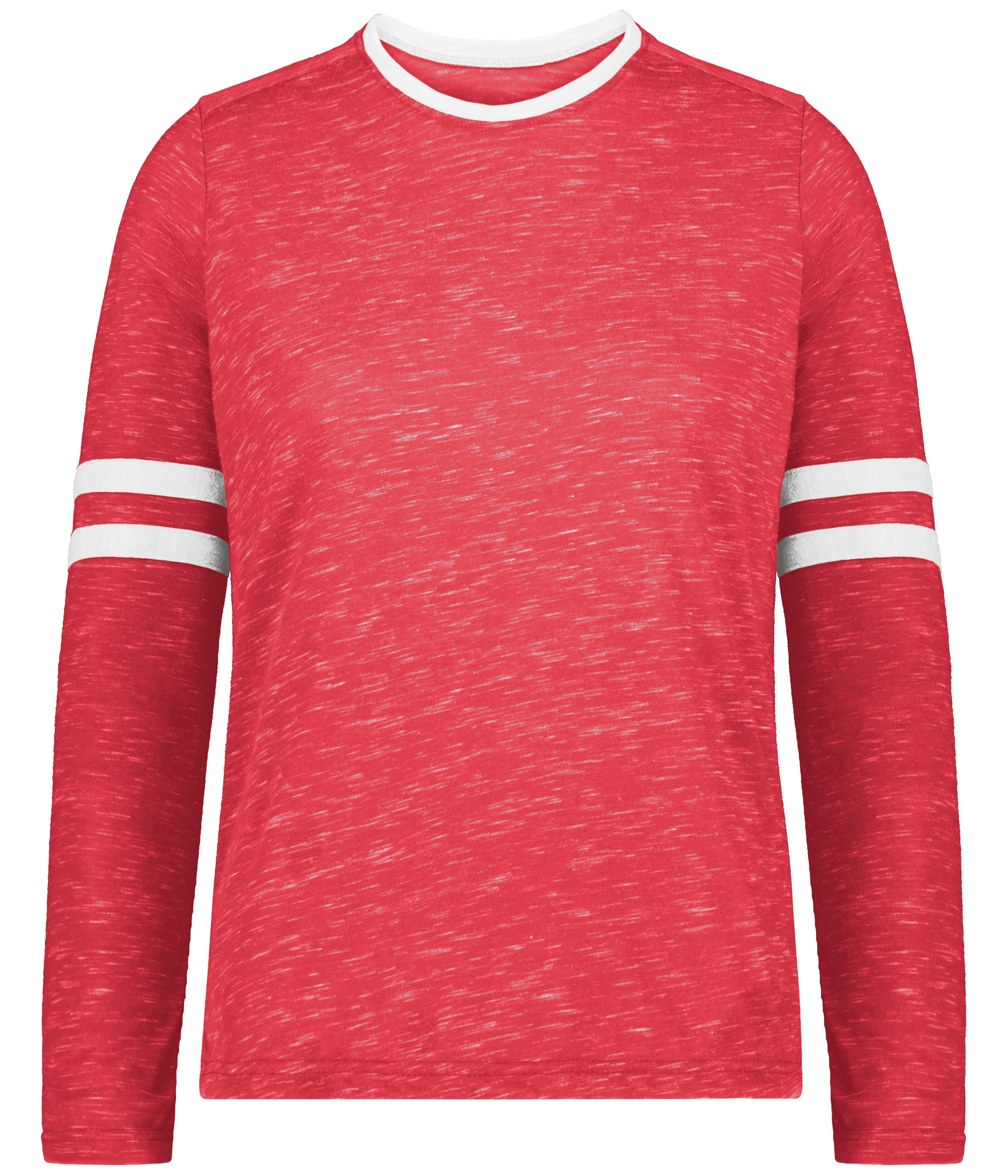 Holloway 223346 Girls Monterey Long Sleeve Top in Scarlet Heather/White size Medium | Polyester Blend